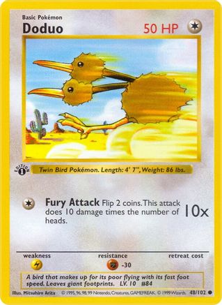 Doduo 48 - Base Set Shadowless 1st Edition - Poke-Collect