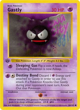 Gastly 50 - Base Set Shadowless 1st Edition - Poke-Collect