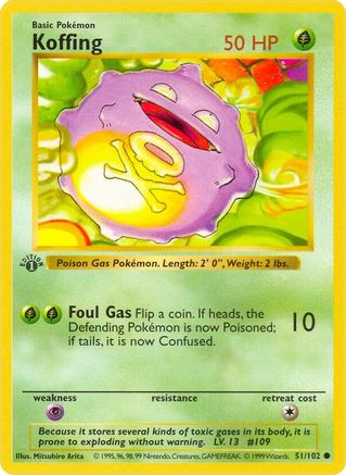 Koffing 51 - Base Set Shadowless 1st Edition - Poke-Collect