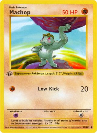 Machop 52 - Base Set Shadowless 1st Edition - Poke-Collect