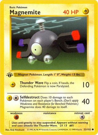 Magnemite 53 - Base Set Shadowless 1st Edition - Poke-Collect