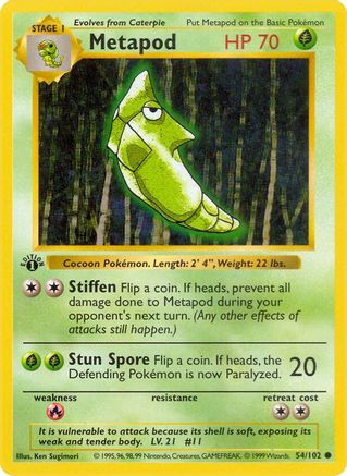 Metapod 54 - Base Set Shadowless 1st Edition - Poke-Collect
