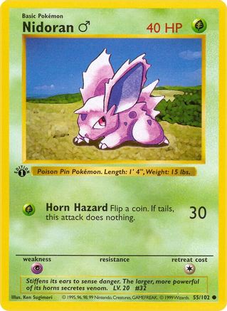 Nidoran M 55 - Base Set Shadowless 1st Edition - Poke-Collect