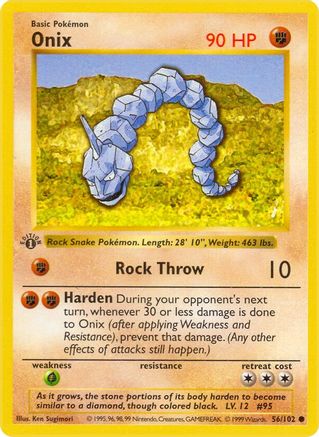 Onix 56 - Base Set Shadowless Unlimited - Poke-Collect
