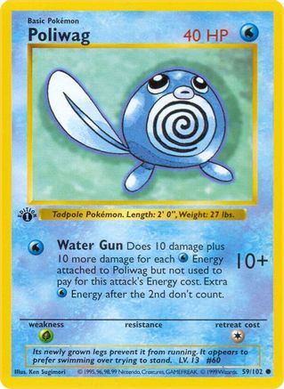 Poliwag 59 - Base Set Shadowless 1st Edition - Poke-Collect