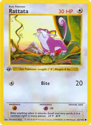 Rattata 61 - Base Set Shadowless Unlimited - Poke-Collect