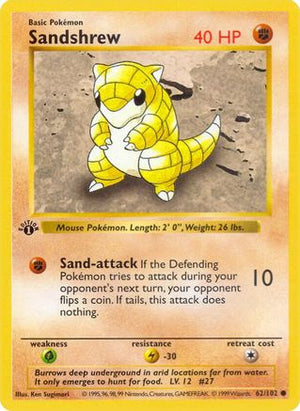 Sandshrew 62 - Base Set Shadowless 1st Edition - Poke-Collect
