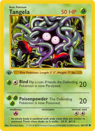 Tangela 66 - Base Set Shadowless 1st Edition - Poke-Collect