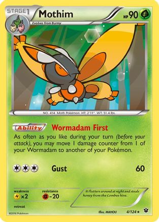 Mothim 4/124 - XY  Fates Collide Reverse Holofoil - Poke-Collect