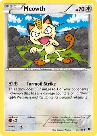 Meowth 74/124 - Fates Collide Reverse Holofoil - Poke-Collect