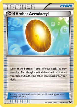 Old Amber Aerodactyl 106/124 - XY  Fates Collide Reverse Holofoil - Poke-Collect