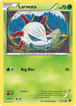Larvesta 14/114 - Steam Siege Reverse Holofoil - Poke-Collect