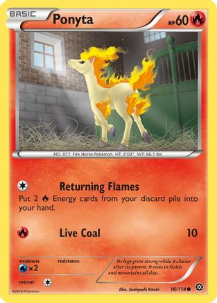 Ponyta 16/114 - XY  Steam Siege Reverse Holofoil - Poke-Collect
