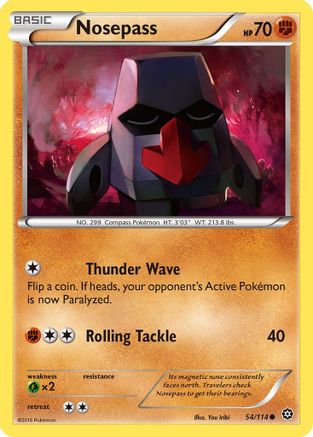 Nosepass 54/114 - Steam Siege Reverse Holofoil - Poke-Collect