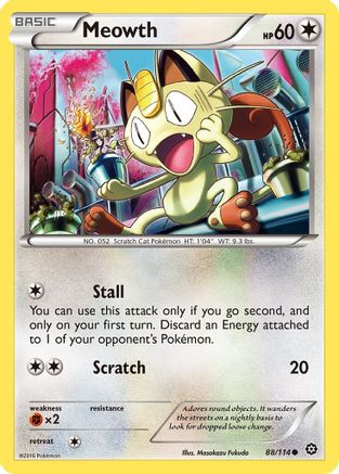 Meowth 88/114 - Steam Siege Reverse Holofoil - Poke-Collect