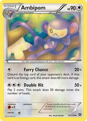 Ambipom 91/114 - Steam Siege Reverse Holofoil - Poke-Collect
