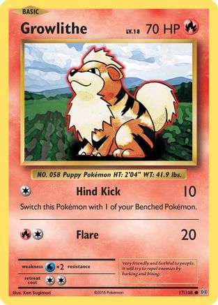 Growlithe 17/108 - XY  Evolutions Reverse Holofoil - Poke-Collect