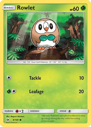 Rowlet 9/149 - Sun & Moon Reverse Holofoil - Poke-Collect