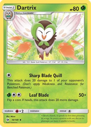 Dartrix 10/149 - SM Base Set Reverse Holofoil - Poke-Collect