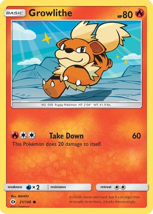Growlithe 21/149 - SM Base Set Reverse Holofoil - Poke-Collect