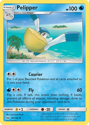 Pelipper 38/149 - Sun & Moon Reverse Holofoil - Poke-Collect