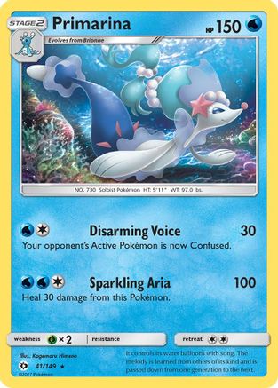 Primarina 41/149 - SM Base Set Reverse Holofoil - Poke-Collect