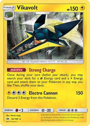 Vikavolt 52/149 - Sun & Moon Holofoil - Poke-Collect
