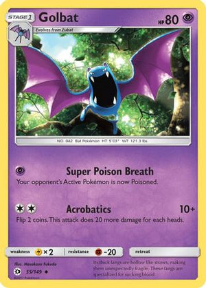 Golbat 55/149 - SM Base Set Reverse Holofoil - Poke-Collect