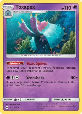 Toxapex 63/149 - Sun & Moon Reverse Holofoil - Poke-Collect