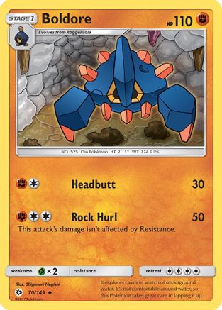Boldore 70/149 - SM Base Set Reverse Holofoil - Poke-Collect