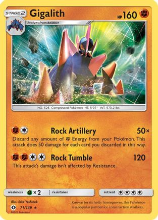 Gigalith 71/149 - SM Base Set Holofoil - Poke-Collect