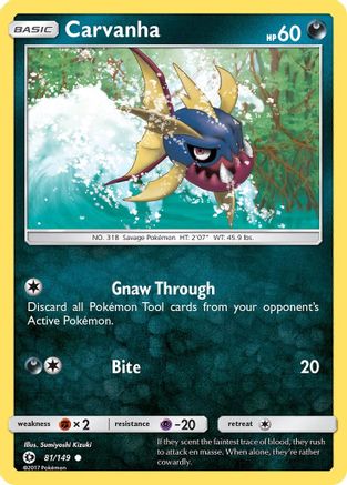 Carvanha 81/149 - SM Base Set Reverse Holofoil - Poke-Collect