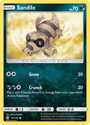 Sandile 83/149 - SM Base Set Reverse Holofoil - Poke-Collect