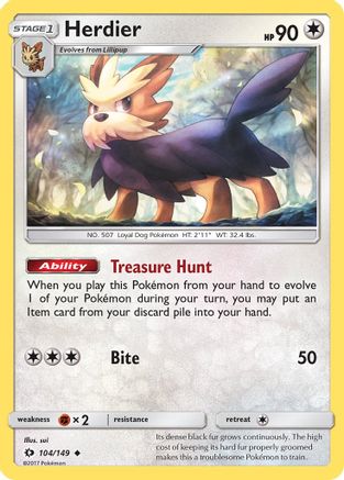 Herdier 104/149 - SM Base Set - Poke-Collect