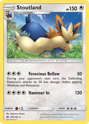 Stoutland 105/149 - Sun & Moon Reverse Holofoil - Poke-Collect
