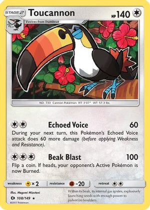 Toucannon 108/149 - Sun & Moon Reverse Holofoil - Poke-Collect
