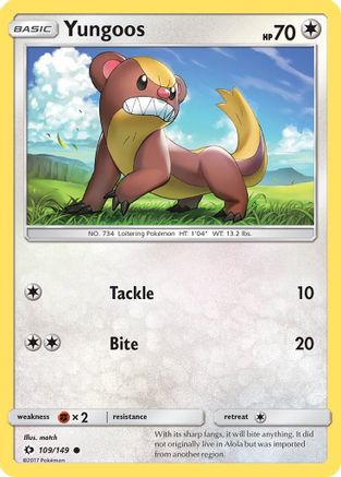 Yungoos 109/149 - Sun & Moon Reverse Holofoil - Poke-Collect