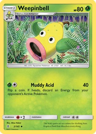 Weepinbell 2/145 - Guardians Rising Reverse Holofoil - Poke-Collect