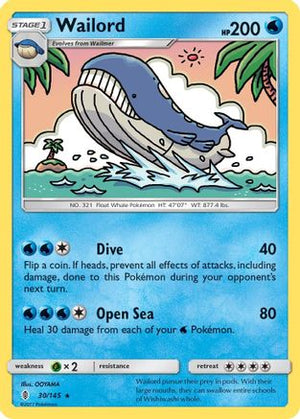 Wailord 30/145 - Guardians Rising Reverse Holofoil - Poke-Collect