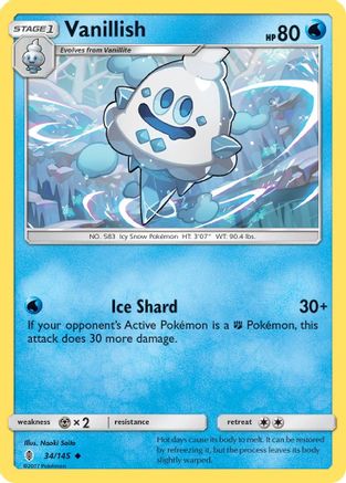 Vanillish 34/145 - Guardians Rising Reverse Holofoil - Poke-Collect