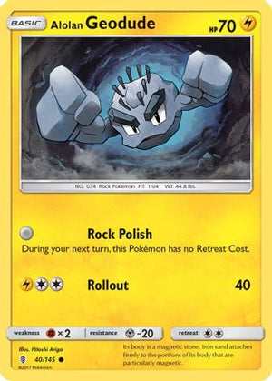 Alolan Geodude 40/145 - SM  Guardians Rising Reverse Holofoil