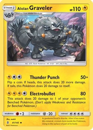 Alolan Graveler 41/145 - Guardians Rising Reverse Holofoil - Poke-Collect