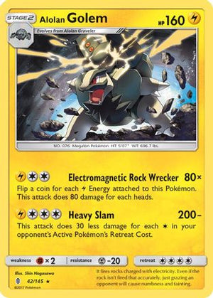 Alolan Golem 42/145 - Guardians Rising Holofoil - Poke-Collect