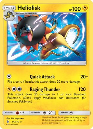 Heliolisk 44/145 - SM  Guardians Rising Reverse Holofoil - Poke-Collect