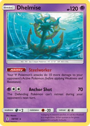 Dhelmise 59/145 - SM  Guardians Rising Reverse Holofoil - Poke-Collect