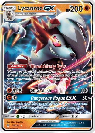Lycanroc GX 74/145 - SM  Guardians Rising Holofoil - Poke-Collect