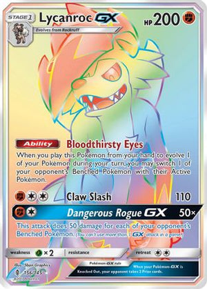 Lycanroc GX (Secret) 156/145 - SM  Guardians Rising Holofoil