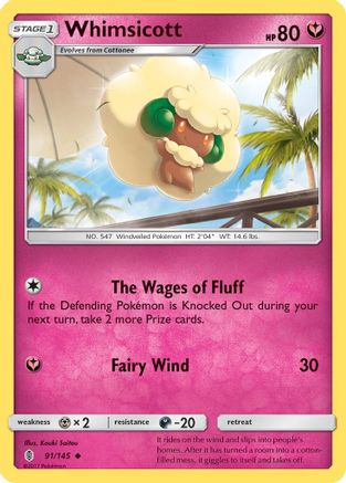 Whimsicott 91/145 - Guardians Rising Reverse Holofoil - Poke-Collect