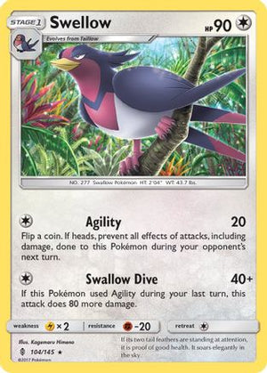 Swellow 104/145 - Guardians Rising Reverse Holofoil - Poke-Collect