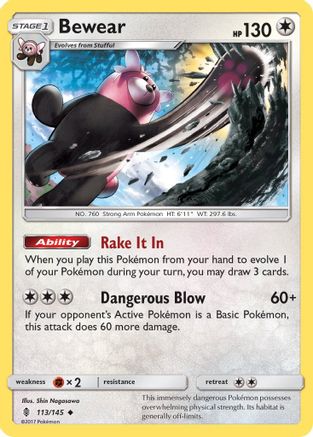 Bewear 113/145 - SM  Guardians Rising Reverse Holofoil - Poke-Collect